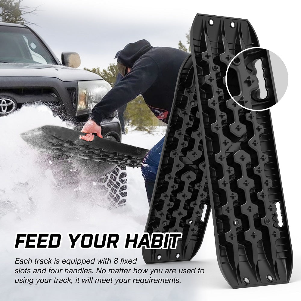 X-BULL Recovery tracks / Sand tracks / Mud tracks / Off Road 4WD 4x4 Car 2pcs Gen 3.0 - Black V211-AUEB-XBRT009-N