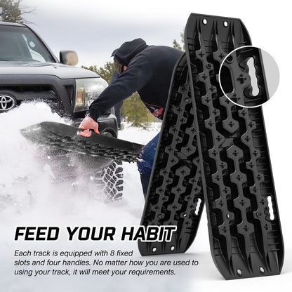 X-BULL Recovery tracks / Sand tracks / Mud tracks / Off Road 4WD 4x4 Car 2pcs Gen 3.0 - Black V211-AUEB-XBRT009-N