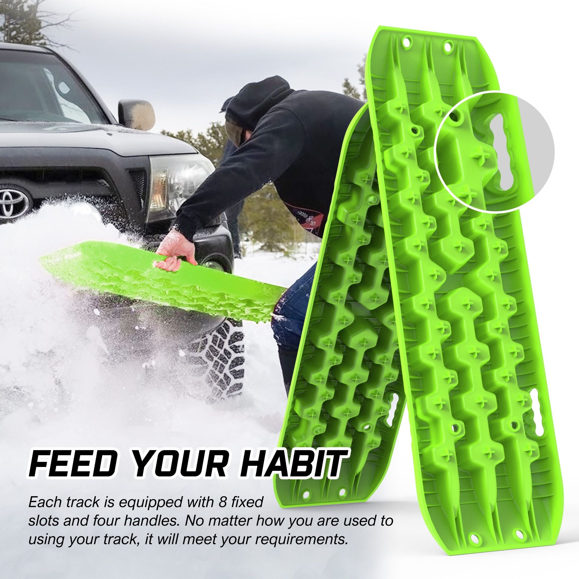 X-BULL Recovery tracks Sand tracks 2pcs Sand / Snow / Mud 10T 4WD Gen 3.0 - Green