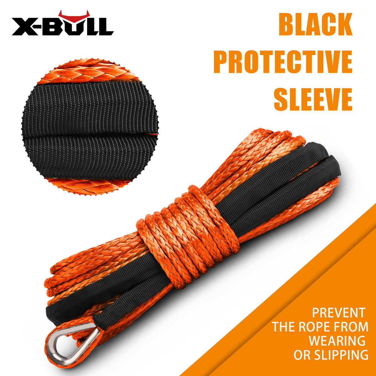 X-BULL Dyneema Synthetic Rope Winch Cable SK75 5.5MM x 13M Car Tow Recovery Strap V211-AUEB-XBSR001X10