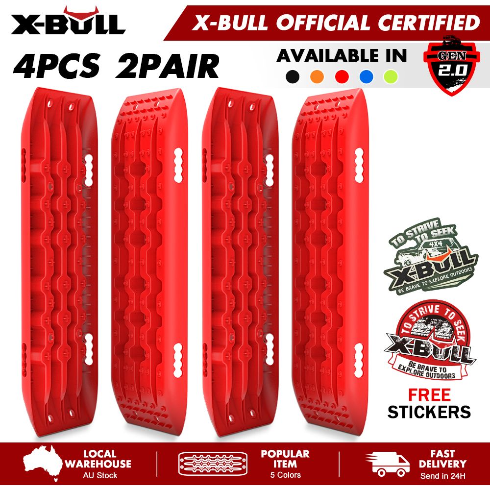 X-BULL Recovery tracks 10T Sand Mud Snow 2 pairs Offroad 4WD 4x4 2pc 91cm Gen 2.0 - red V211-AUEB-XBST001-2