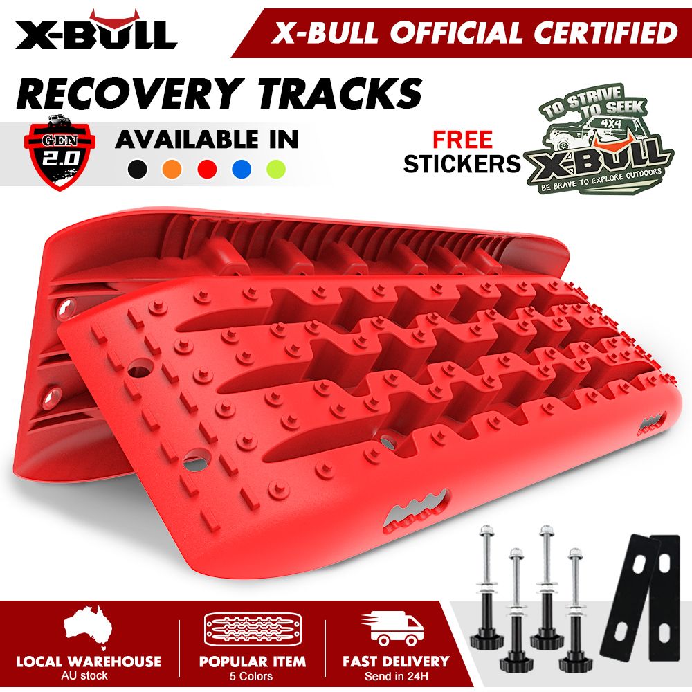 X-BULL Recovery tracks Sand Trucks Offroad With 4PCS Mounting Pins 4WD Gen 2.0- red V211-AUEB-XBST001-P