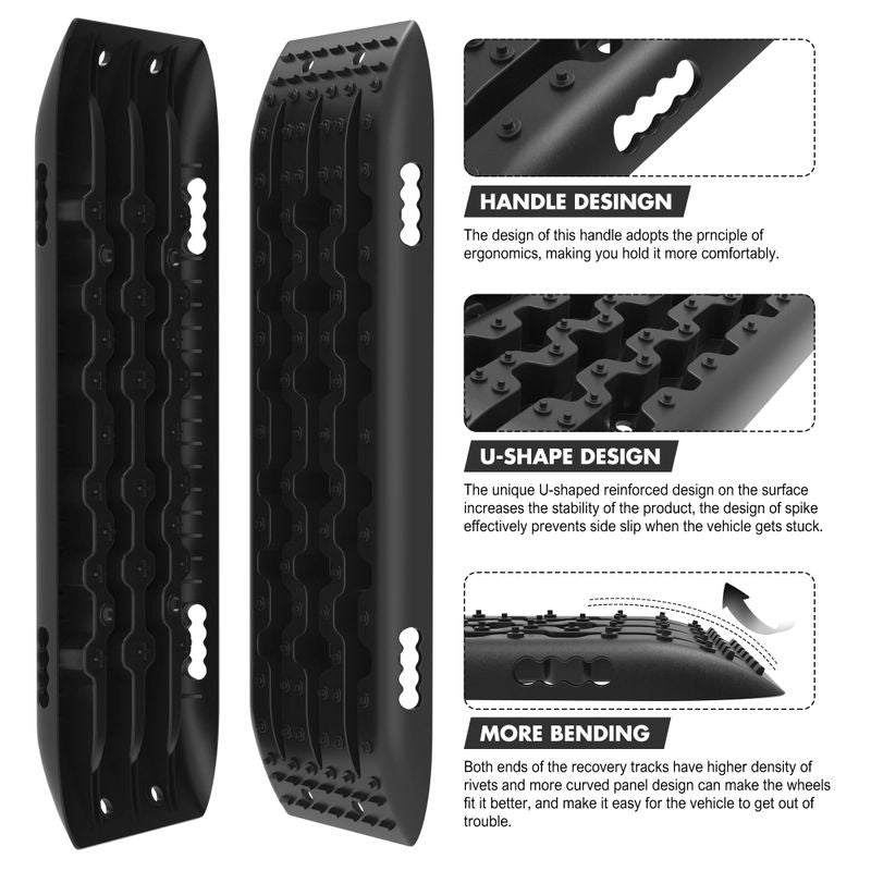 X-BULL Recovery Tracks Sand Track Mud Snow 1 pair Gen 2.0 Accessory 4WD 4X4 - Black V211-AUEB-XBST002