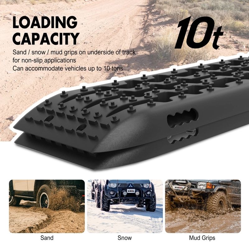 X-BULL Recovery Tracks Sand Track Mud Snow 1 pair Gen 2.0 Accessory 4WD 4X4 - Black V211-AUEB-XBST002