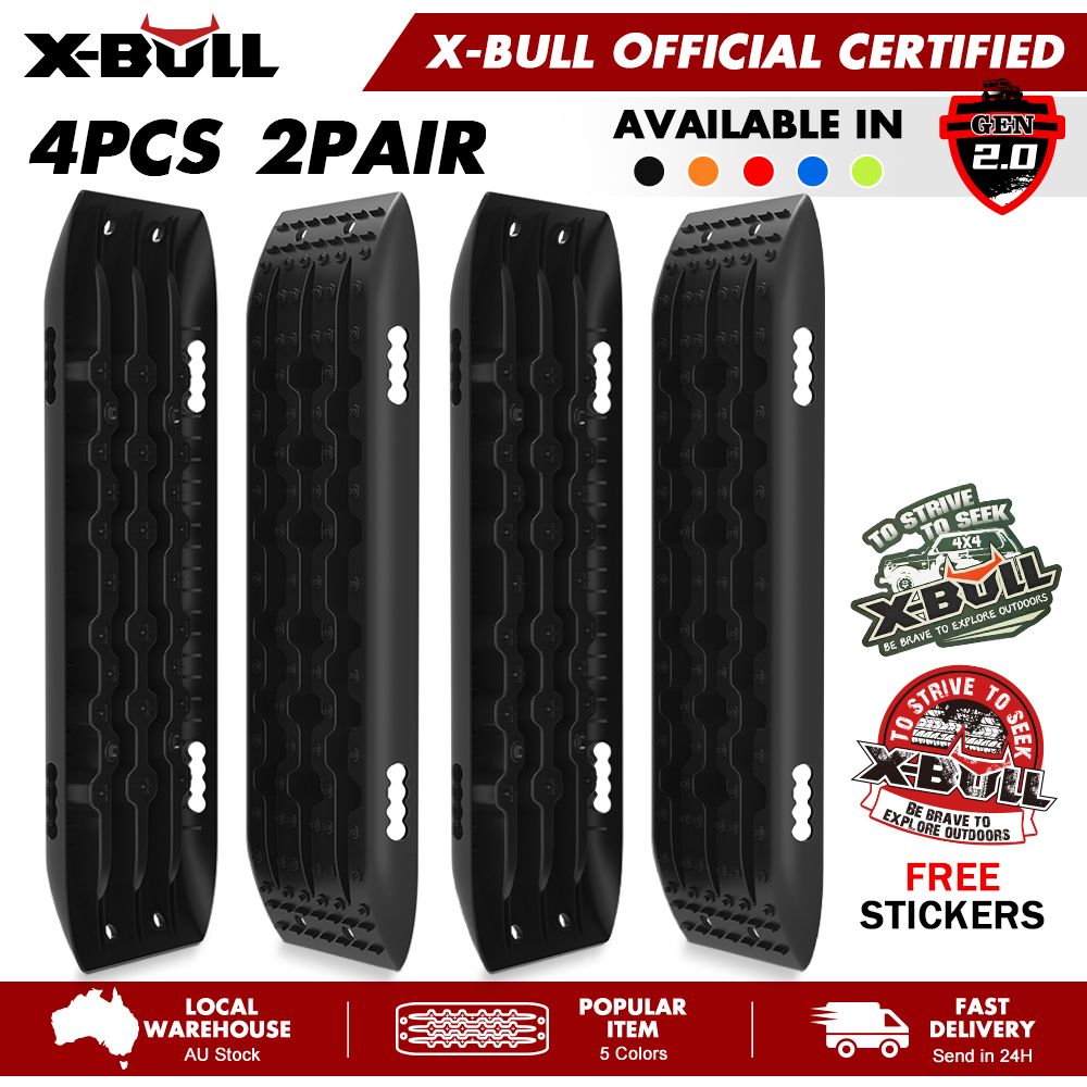 X-BULL Recovery Tracks Sand Track Mud Snow 2 pairs Gen 2.0 Accessory 4WD 4X4 - Black V211-AUEB-XBST002-2