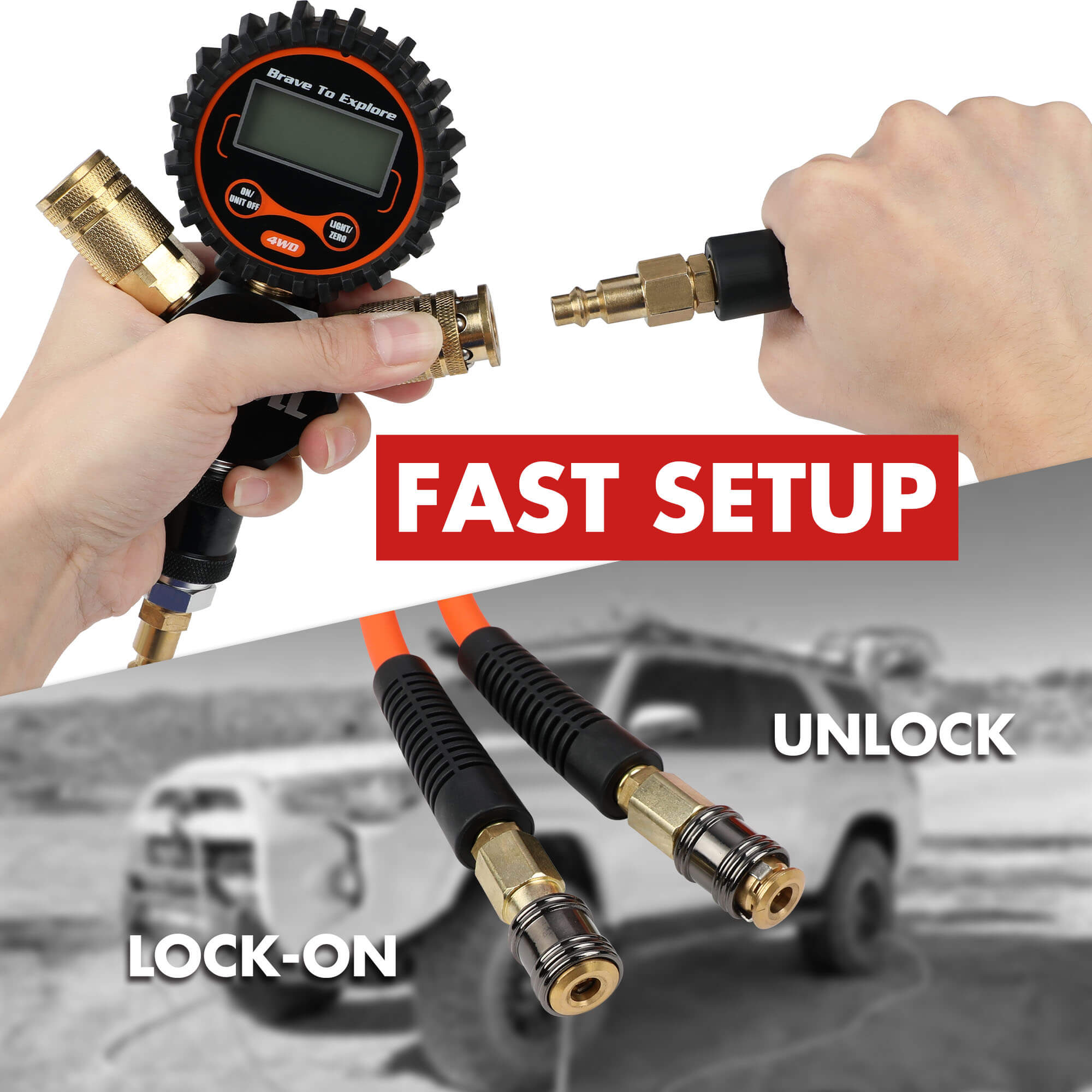 X-BULL Indeflate Digital 4 Hose 4 Tire Inflation Deflation System Equalizer V211-AUEB-XBTN001