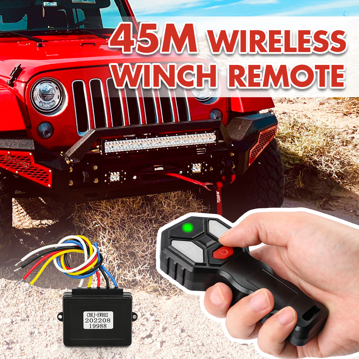 X-BULL 2x Wireless Winch Remote Control 12 Volt Handset Switch 150ft 4WD V211-AUEB-XBWP005