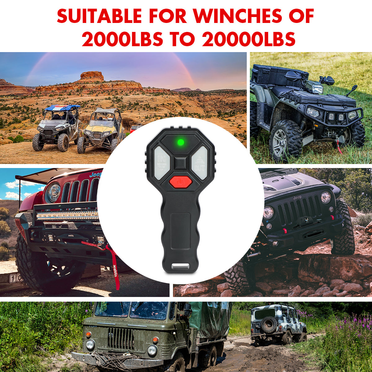 X-BULL 2x Wireless Winch Remote Control 12 Volt Handset Switch 150ft 4WD V211-AUEB-XBWP005