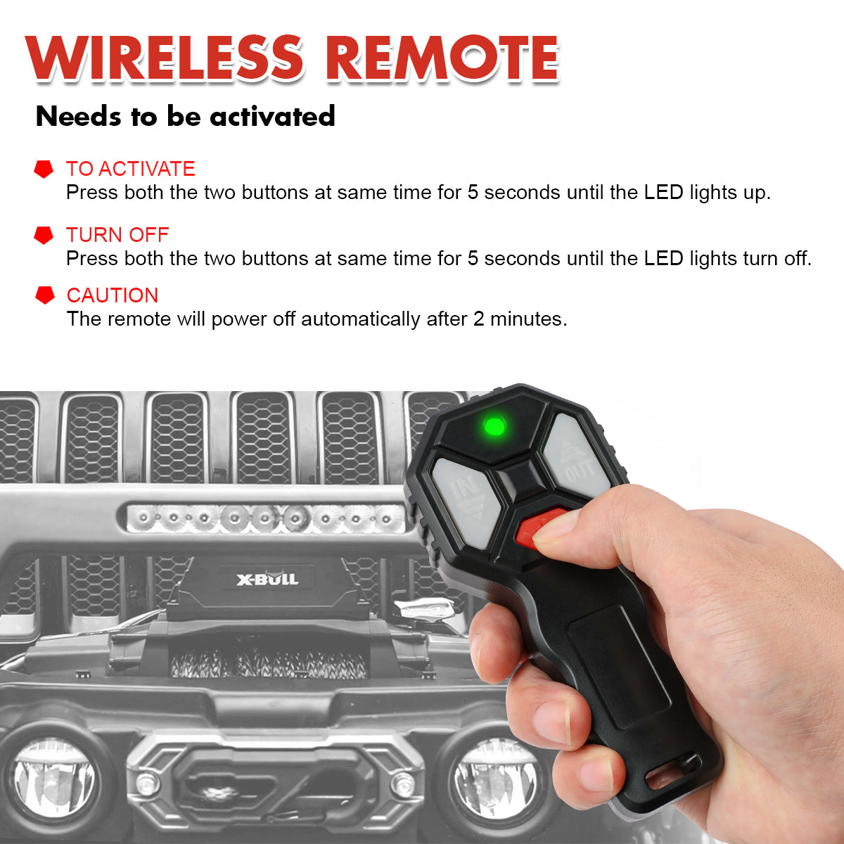 X-BULL 2x Wireless Winch Remote Control 12 Volt Handset Switch 150ft 4WD V211-AUEB-XBWP005