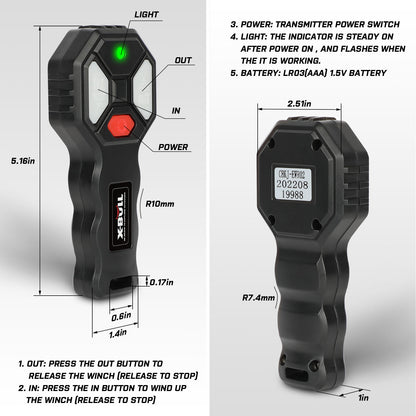 X-BULL Winch Solenoid Relay Wiring Controller 500A 12V and 150ft Wireless Remote V211-AUEB-XBWP005WP013