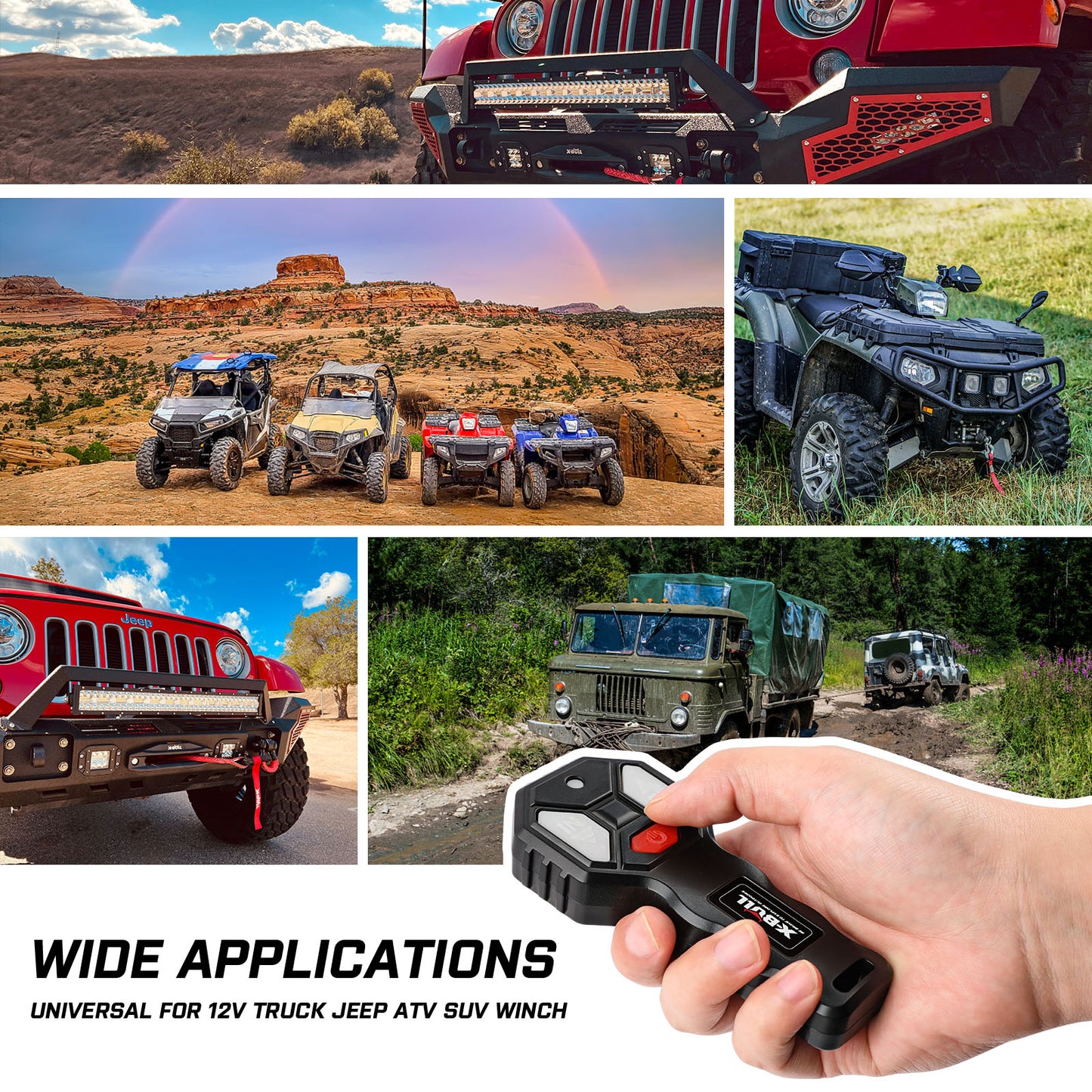 X-BULL Winch Solenoid Relay Wiring Controller 500A 12V and 150ft Wireless Remote V211-AUEB-XBWP005WP013