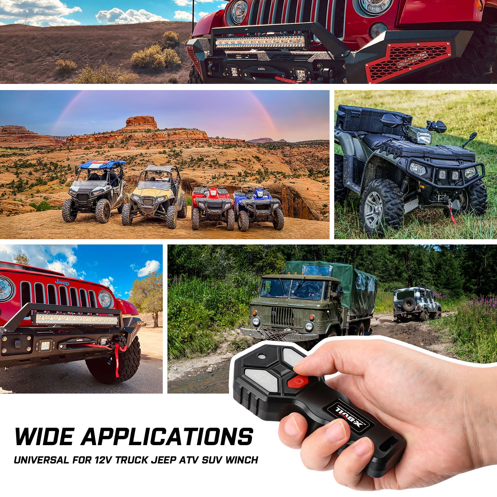 X-BULL Winch Solenoid Relay Wiring Controller 500A 12V and 150ft Wireless Remote V211-AUEB-XBWP005WP013