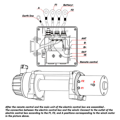 X-BULL Winch Solenoid Relay Wiring Controller 500A 12V and 150ft Wireless Remote V211-AUEB-XBWP005WP013