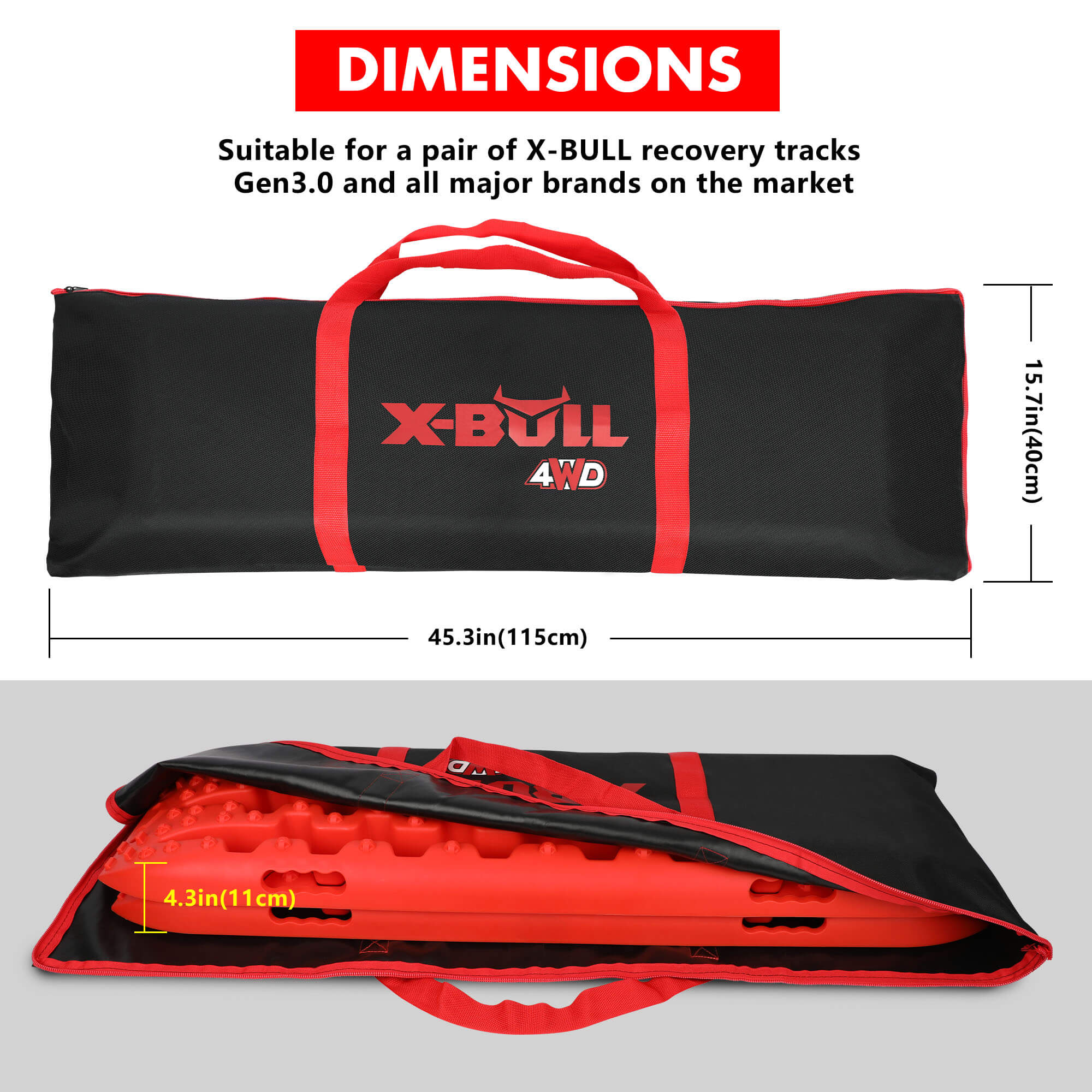 X-BULL Recovery tracks Carry Bag 4x4 Extraction Tred Bag Black V211-AUEB-XBWP012