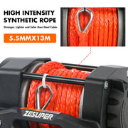 4500lb Electric Winch 12V Synthetic Rope Wireless RemoteX2 Boat Winch ATV Winch Kit Boat Winch UTV 4WD Black V211-AUEB-ZEEW004K