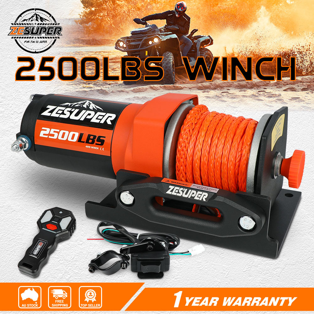 2500LBS Electric Winch Wireless Remote Synthetic Rope Wireless Remote ATV UTV BOAT V211-AUEB-ZEEW005N