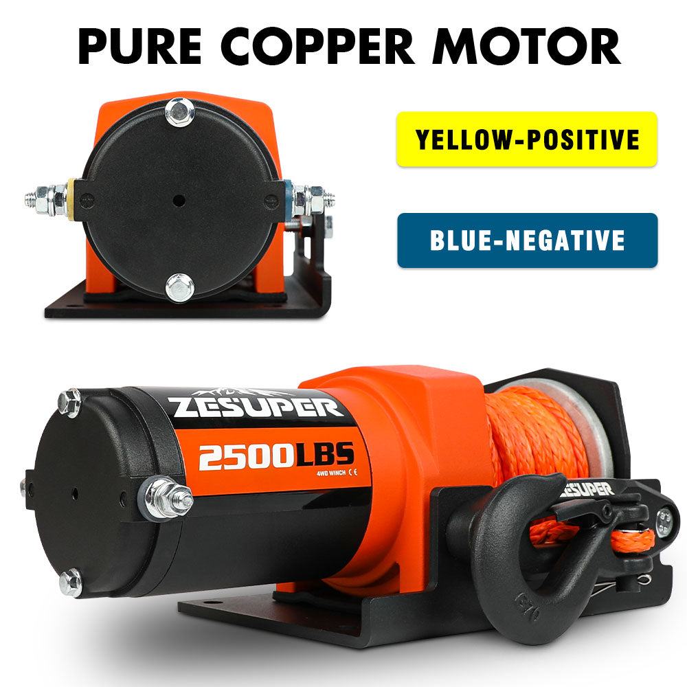2500LBS Electric Winch Wireless Remote Synthetic Rope Wireless Remote ATV UTV BOAT V211-AUEB-ZEEW005N
