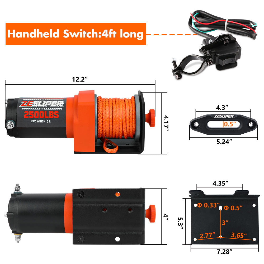 2500LBS Electric Winch Wireless Remote Synthetic Rope Wireless Remote ATV UTV BOAT V211-AUEB-ZEEW005N