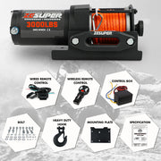 ZESUPER 12V Electric Winch 3000lbs Synthetic Rope Wireless Remote ATV UTV BOAT V211-AUEB-ZEEW006