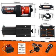 ZESUPER 12V Electric Winch 3000lbs Synthetic Rope Wireless Remote ATV UTV BOAT V211-AUEB-ZEEW006
