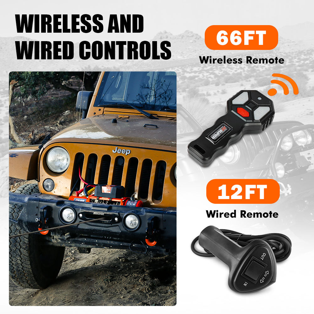 ZESUPER 14500lbs Electric Winch 12V Synthetic Rope Wireless Remote 4X4 4WD Car V211-AUEB-ZEEW007N