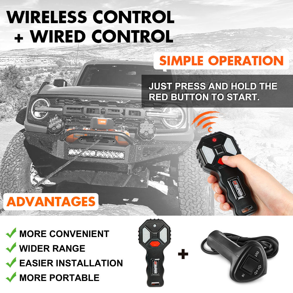 ZESUPER 14500lbs Electric Winch 12V Synthetic Rope Wireless Remote 4X4 4WD Car V211-AUEB-ZEEW007N
