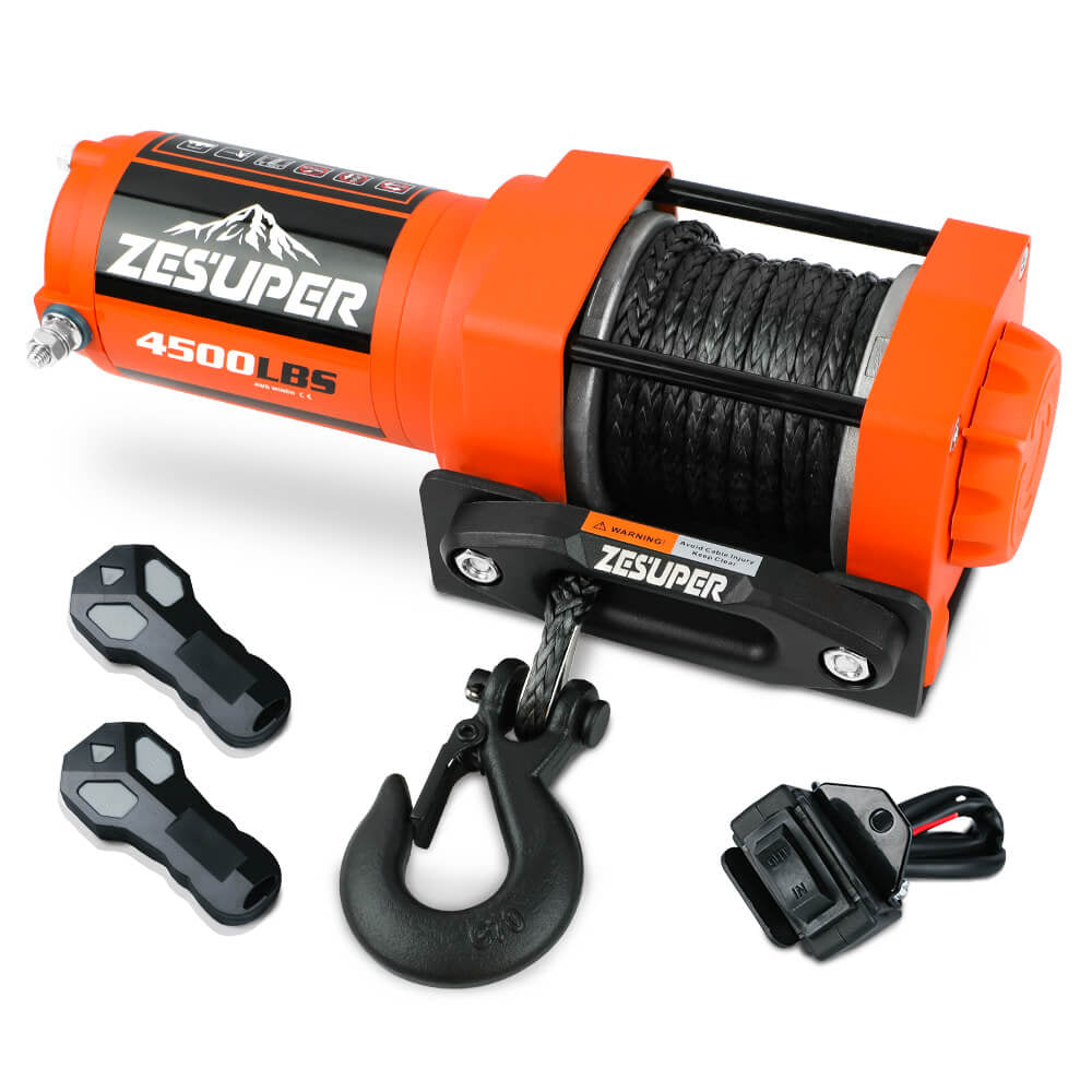 ZESUPER 4500lb Electric Winch 12V Synthetic Rope Boat Winch ATV Winch Kit Boat Winch UTV 4WD Wireless V211-AUEB-ZEEW019N