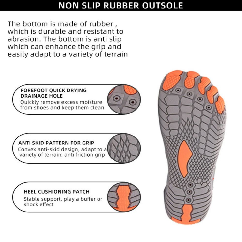 Men Women Water Shoes Barefoot Quick Dry Aqua Sports Shoes - Grey Size EU42 = US8 V213-01WS-A-G-GRY42