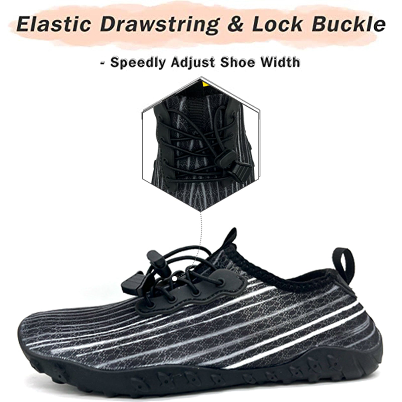 Water Shoes for Men and Women Soft Breathable Slip-on Aqua Shoes Aqua Socks for Swim Beach Pool Surf Yoga V213-05WS-A-G-BLK95