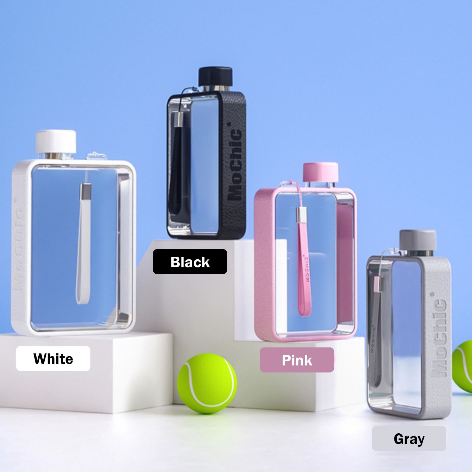 A5 Flat Water Bottle Portable Travel Mug BPA Free Water Bottle (Grey) V213-BOTTLEA5-GRY