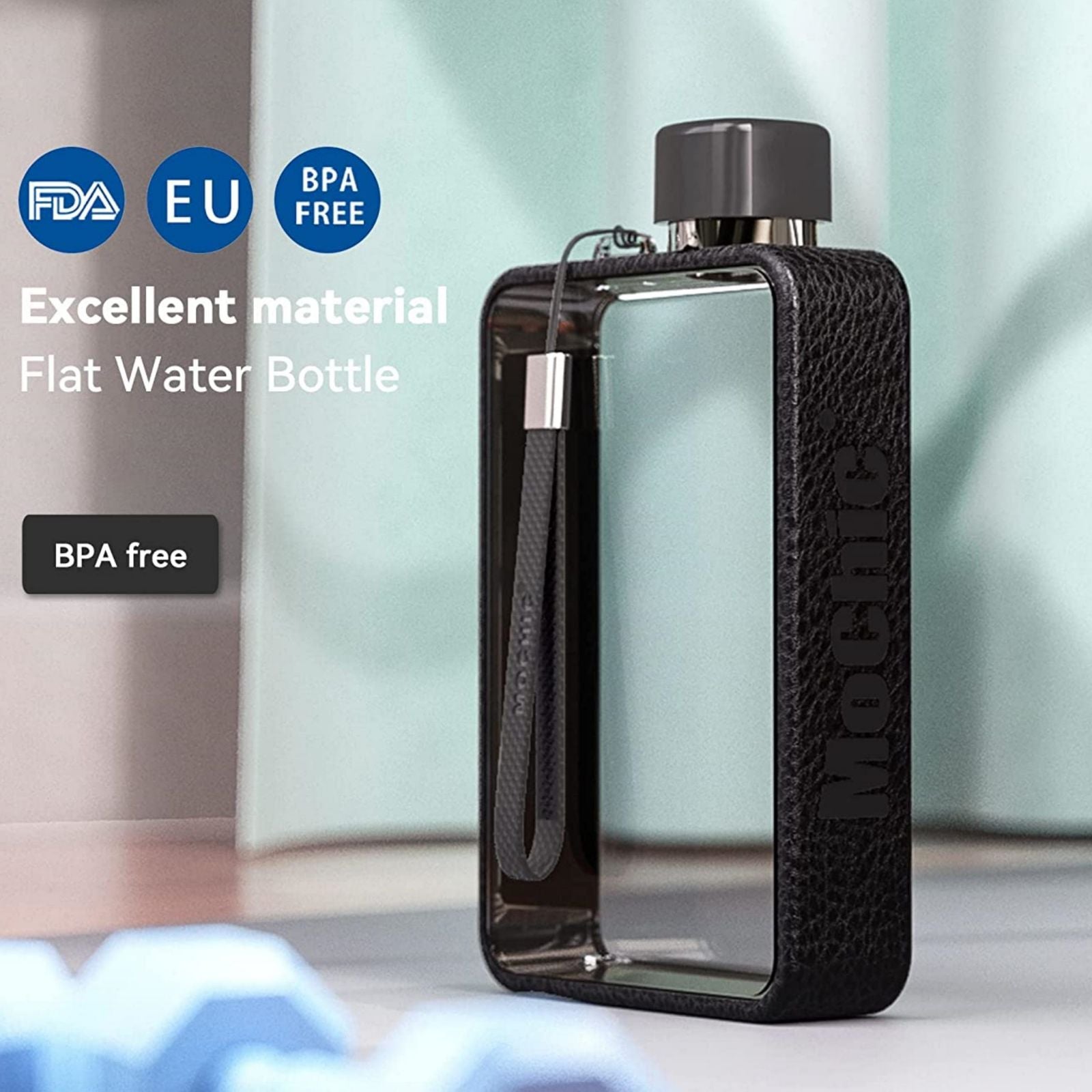 A5 Flat Water Bottle Portable Travel Mug BPA Free Water Bottle (Grey) V213-BOTTLEA5-GRY