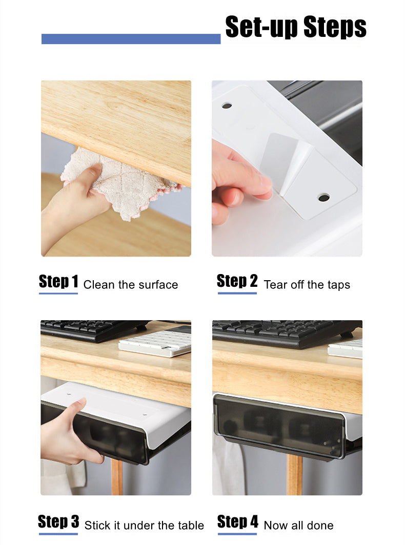 Under Desk Drawer Slide-out Large Office Organizers and Storage Drawers - Small Black V213-DRAWER-A-SBLK