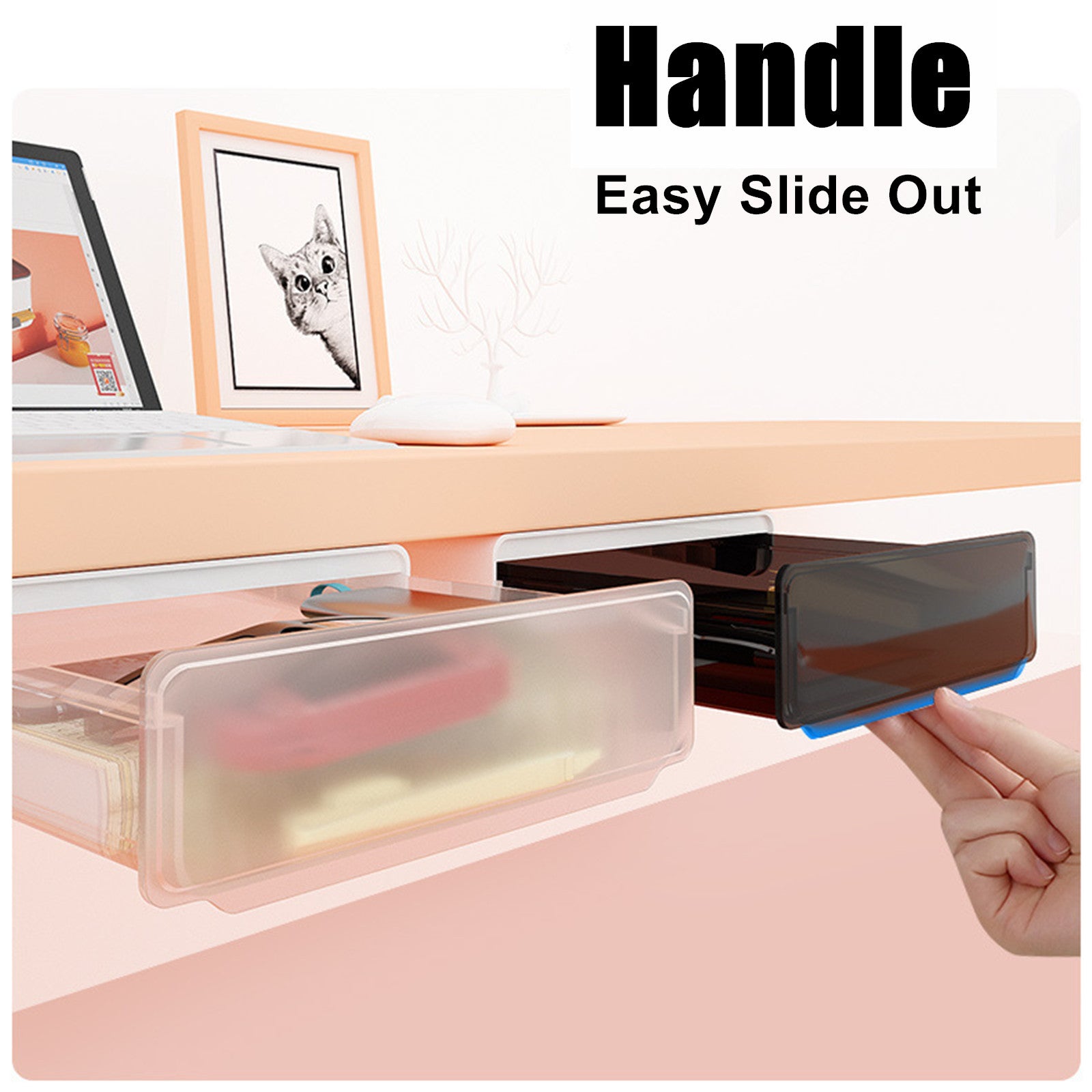 Under Desk Drawer Slide-out Large Office Organizers and Storage Drawers - Small Black V213-DRAWER-A-SBLK