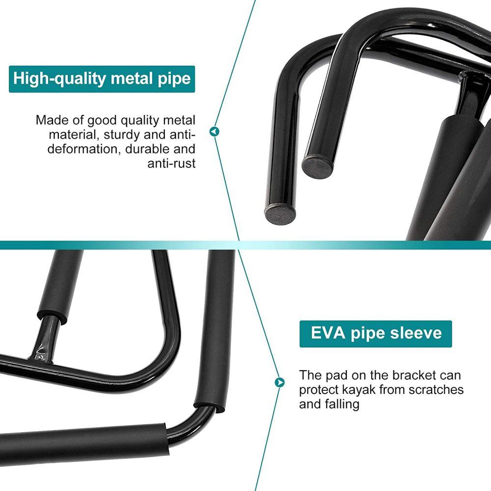 2Pcs Kayak Wall Rack Carrier Canoe Paddle Surfboard Holder Wall Mount Shelf V213-HOOK-A-BLK