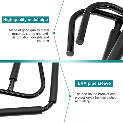 2Pcs Kayak Wall Rack Carrier Canoe Paddle Surfboard Holder Wall Mount Shelf V213-HOOK-A-BLK