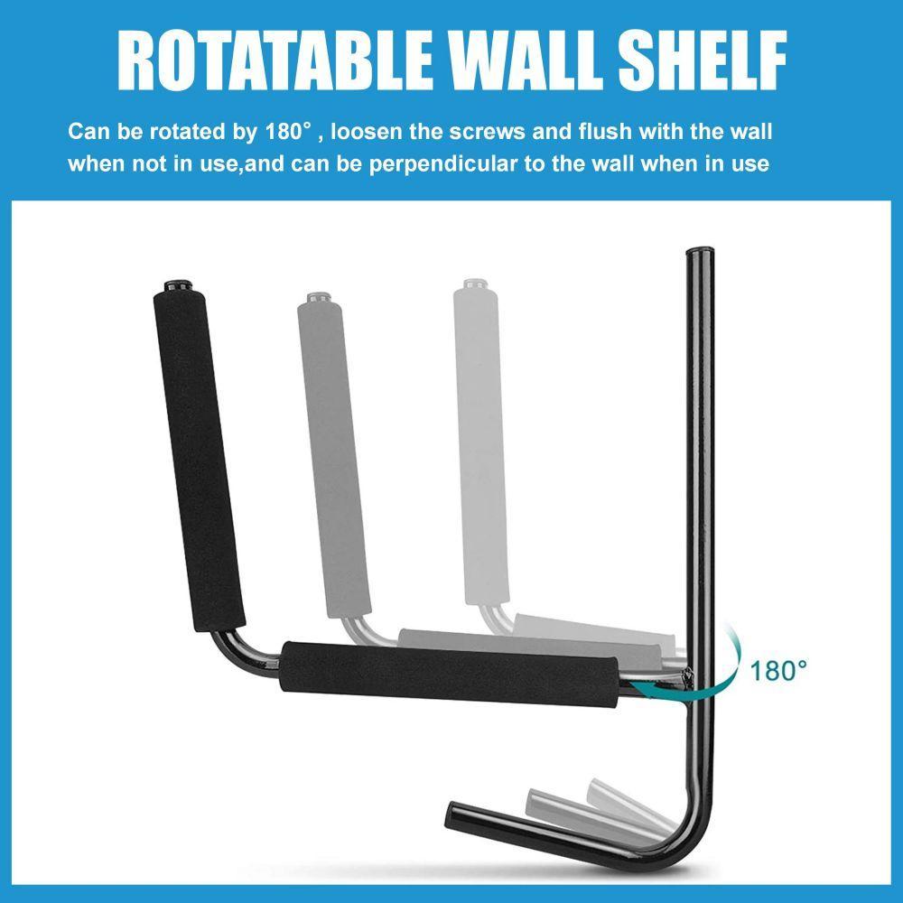 2Pcs Kayak Wall Rack Carrier Canoe Paddle Surfboard Holder Wall Mount Shelf V213-HOOK-A-BLK