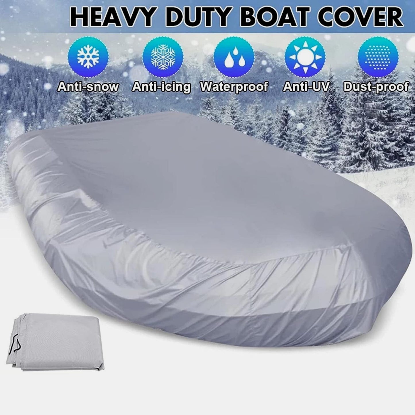 210D Inflatable Boat Cover UV Resistant Inflatable Dinghy Boat Cover Waterproof UV Sun Dust Protective Case V213-IBCGRY-270