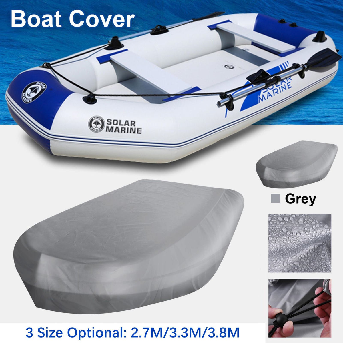 210D Inflatable Boat Cover UV Resistant Inflatable Dinghy Boat Cover Waterproof UV Sun Dust Protective Case V213-IBCGRY-270