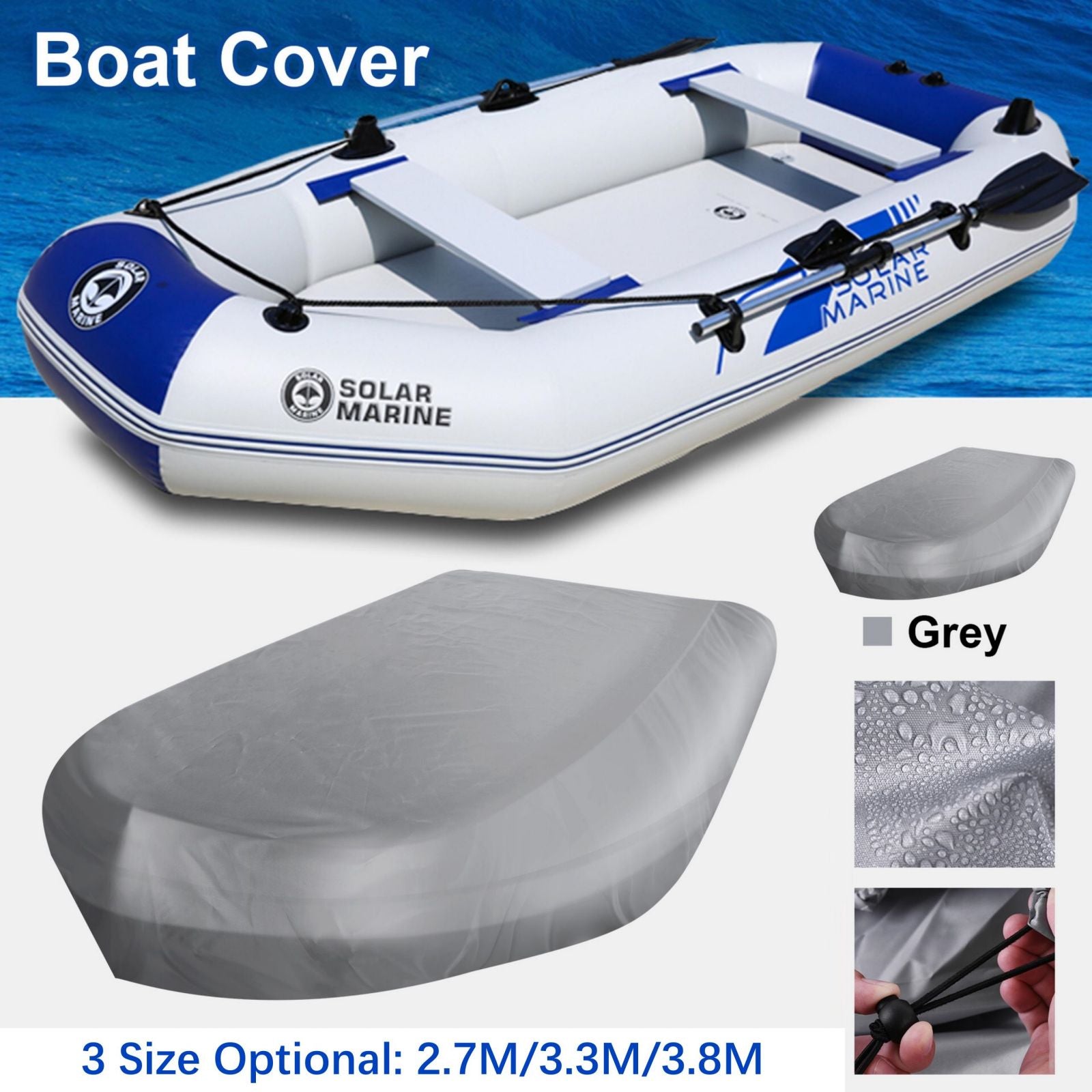 210D Inflatable Boat Cover UV Resistant Inflatable Dinghy Boat Cover Waterproof UV Sun Dust Protective Case V213-IBCGRY-270