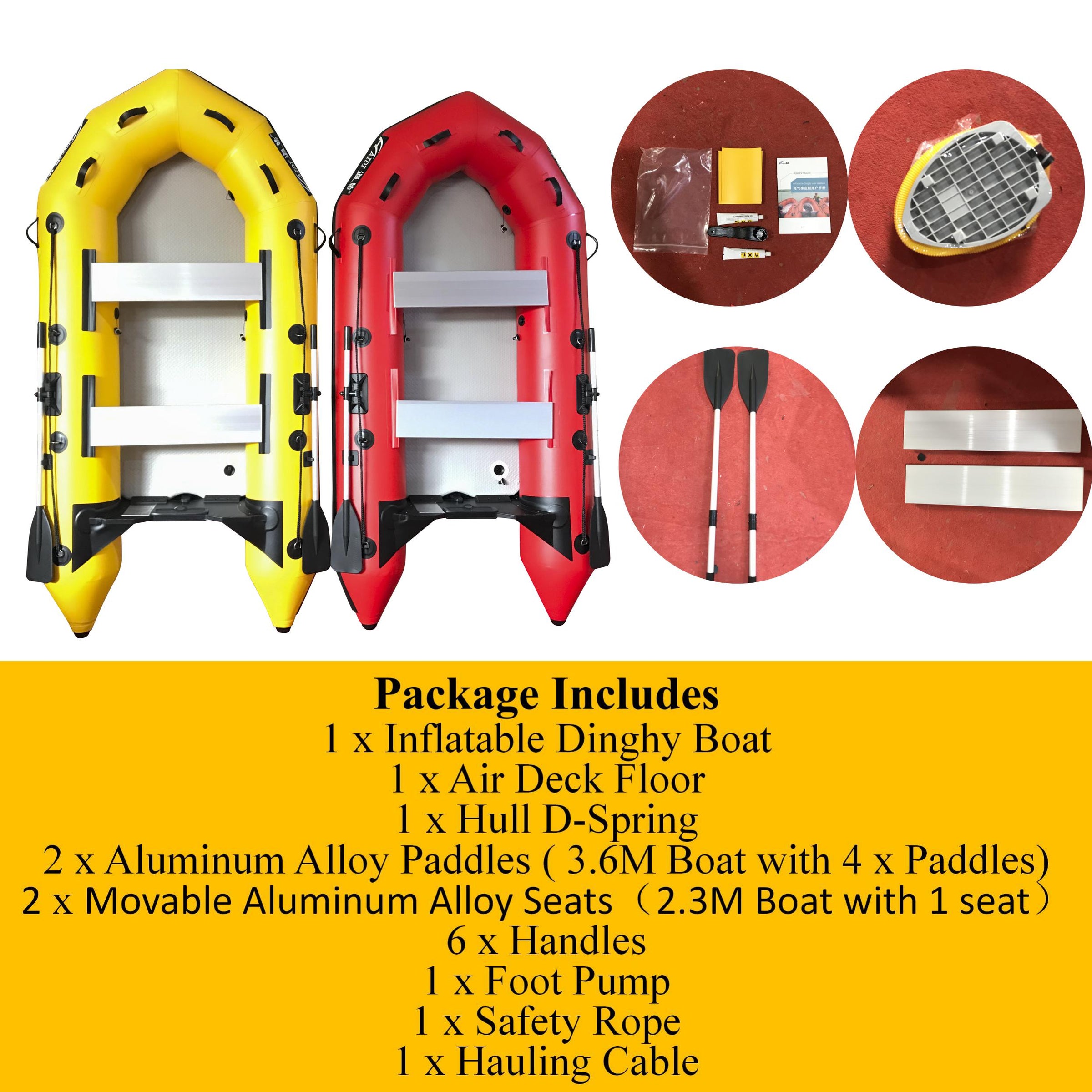 3.6m Inflatable Dinghy Boat Tender Pontoon Rescue- Red V213-IFB01-RED36