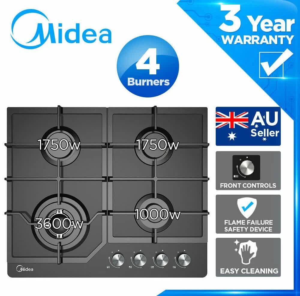 Gas Glass Cooktop 60cm Black V214-MCG601GBL