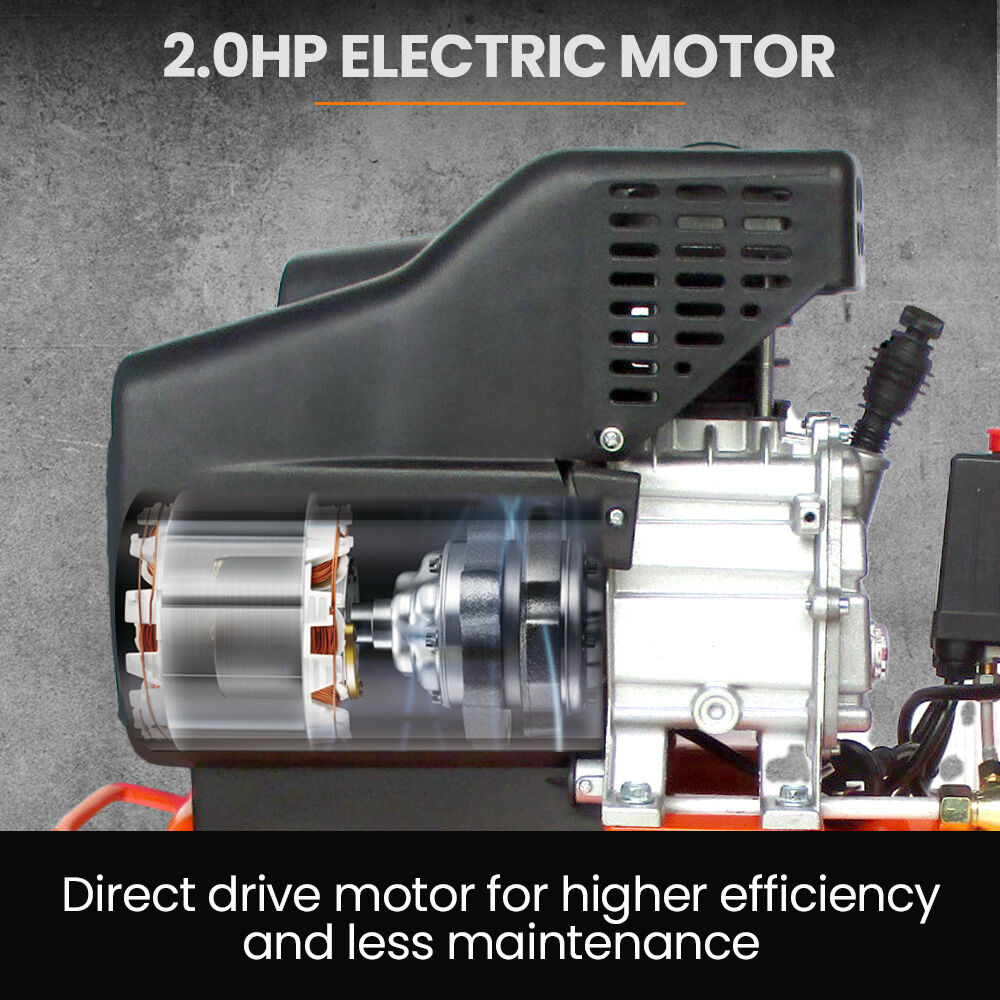 UNIMAC 24L 2.0HP Air Compressor, Direct Drive, 2 Couplers for Airtools Tyre Inflation, Portable, Electric V219-ACMELEUM250A