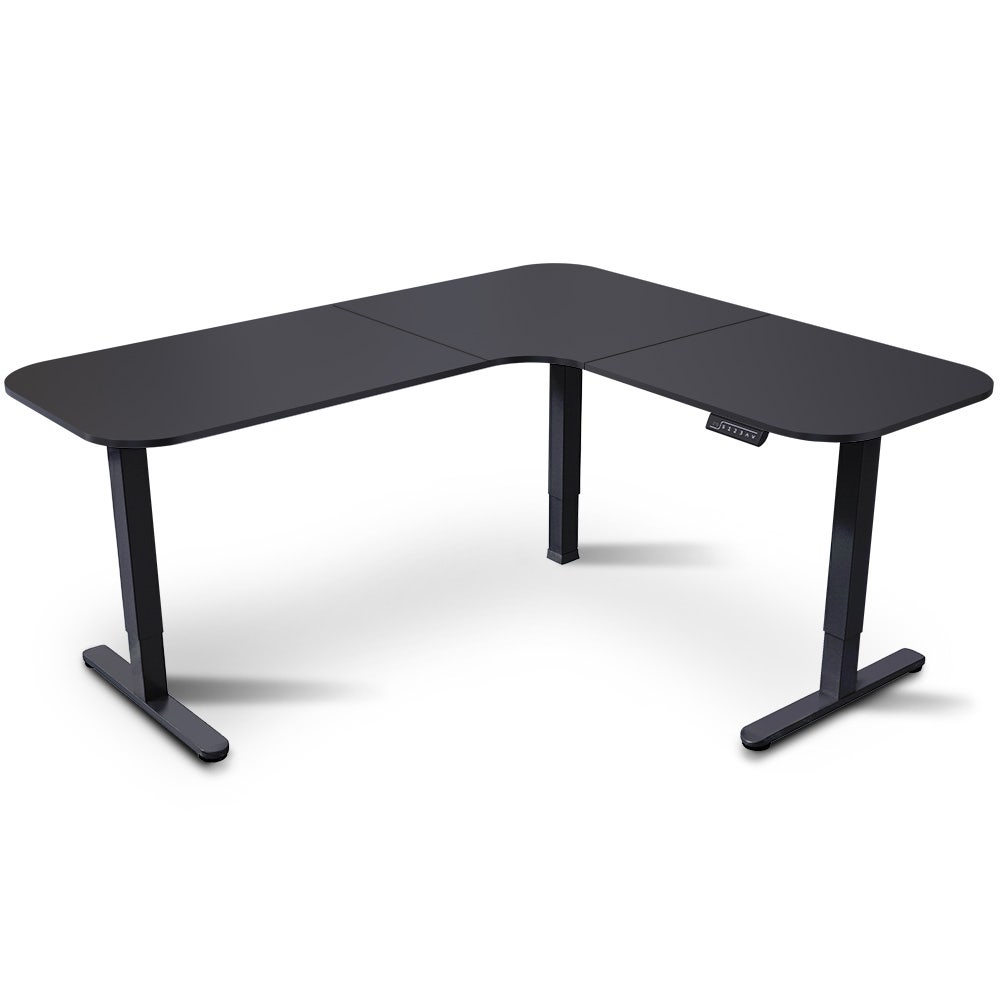 FORTIA Corner Standing Desk, 160x140cm, 72-118cm Sit to Stand Up Electric Height Adjustable, Black V219-ADKCORFOR1BKKA