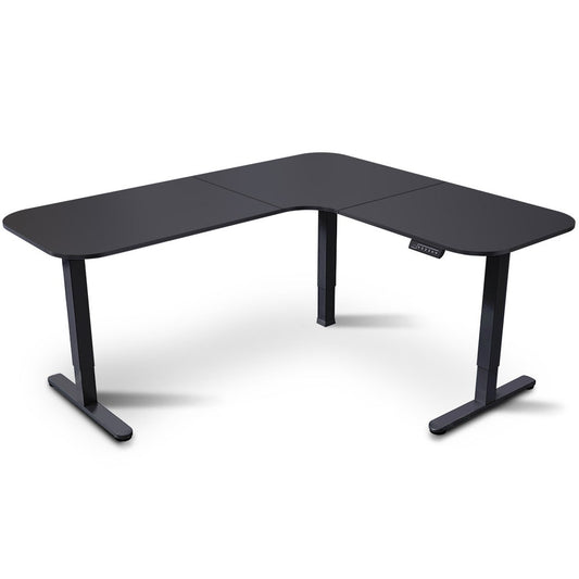 FORTIA Corner Standing Desk, 160x140cm, 72-118cm Sit to Stand Up Electric Height Adjustable, Black V219-ADKCORFOR1BKKA