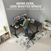 FORTIA Corner Standing Desk, 160x140cm, 72-118cm Sit to Stand Up Electric Height Adjustable, Black V219-ADKCORFOR1BKKA