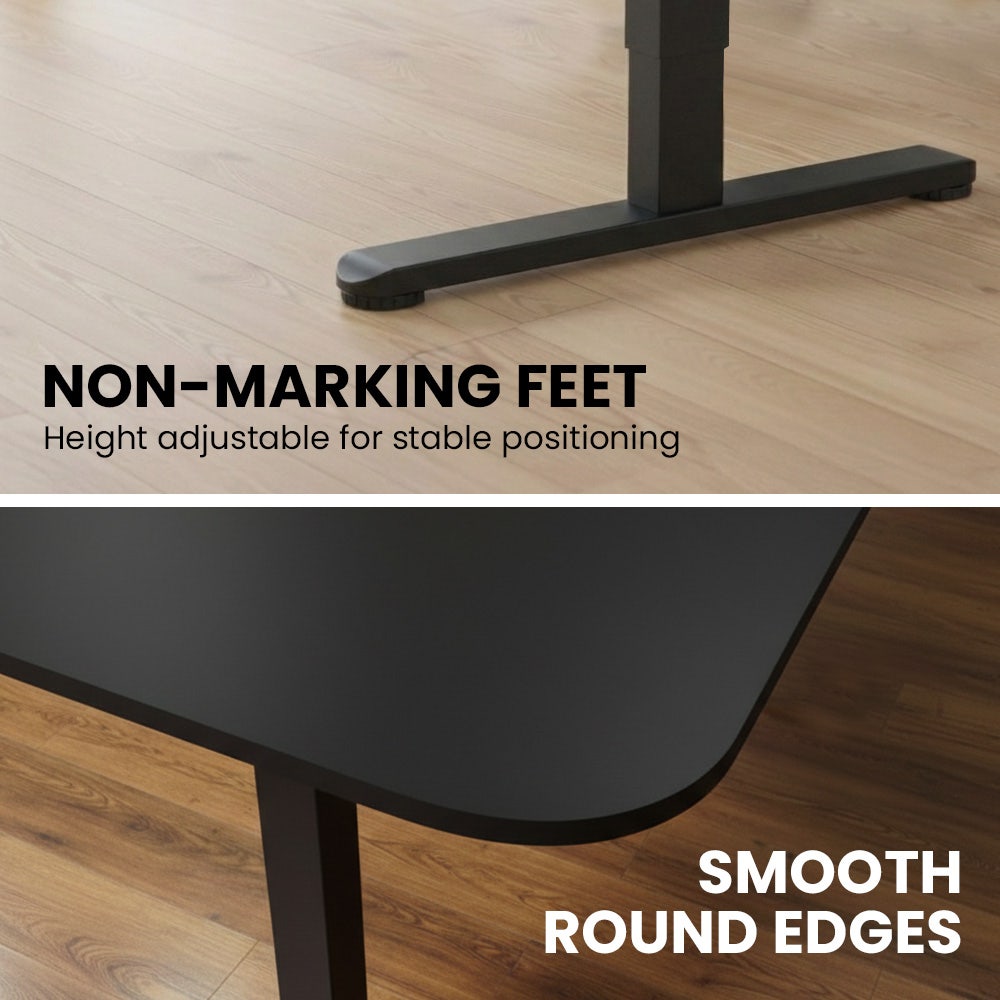 FORTIA Corner Standing Desk, 160x140cm, 72-118cm Sit to Stand Up Electric Height Adjustable, Black V219-ADKCORFOR1BKKA