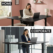 FORTIA Corner Standing Desk, 160x140cm, 72-118cm Sit to Stand Up Electric Height Adjustable, Black V219-ADKCORFOR1BKKA