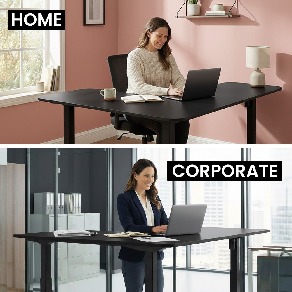 FORTIA Corner Standing Desk, 160x140cm, 72-118cm Sit to Stand Up Electric Height Adjustable, Black V219-ADKCORFOR1BKKA