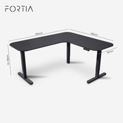 FORTIA Corner Standing Desk, 160x140cm, 72-118cm Sit to Stand Up Electric Height Adjustable, Black V219-ADKCORFOR1BKKA