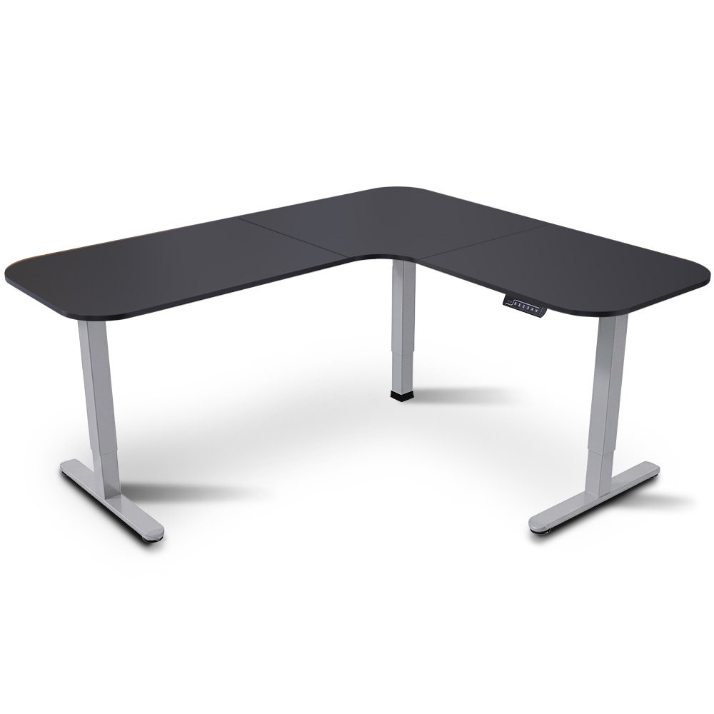 FORTIA Corner Standing Desk, 160x140cm, 72-118cm Sit to Stand Up Electric Height Adjustable, Black V219-ADKCORFOR1BKSA